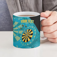Personalized Darts Bahamas Ceramic Mug Dartboard Flag Color Tropical Leaves