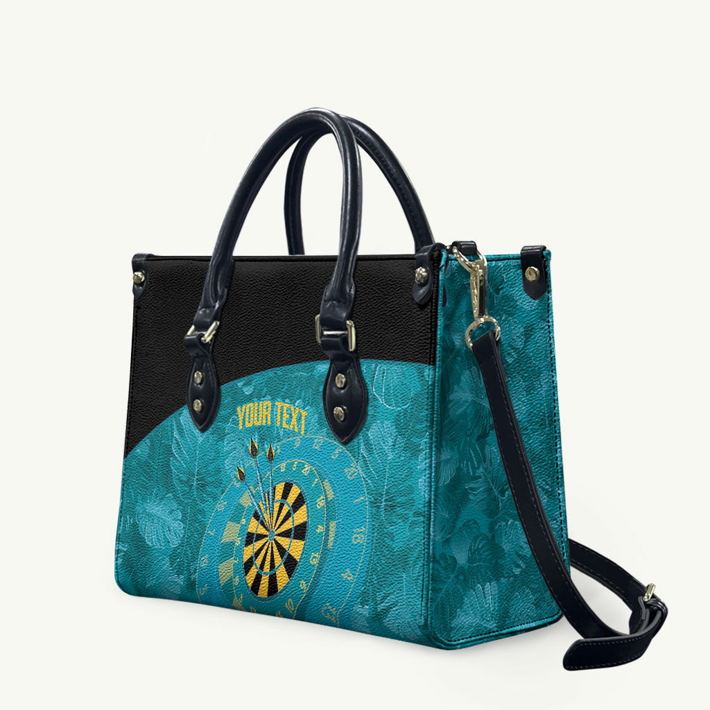 Personalized Darts Bahamas Leather Bag Dartboard Flag Color Tropical Leaves