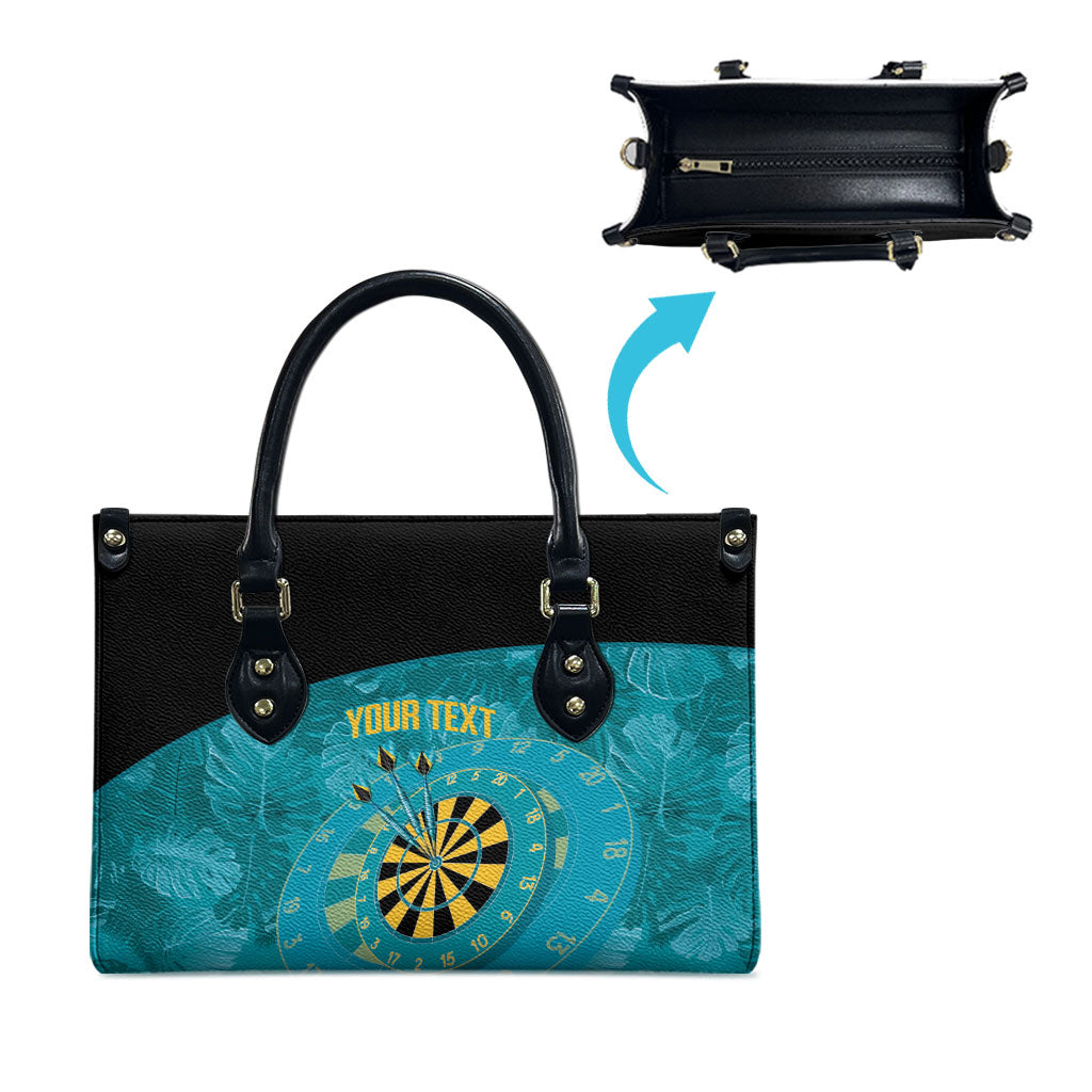 Personalized Darts Bahamas Leather Bag Dartboard Flag Color Tropical Leaves