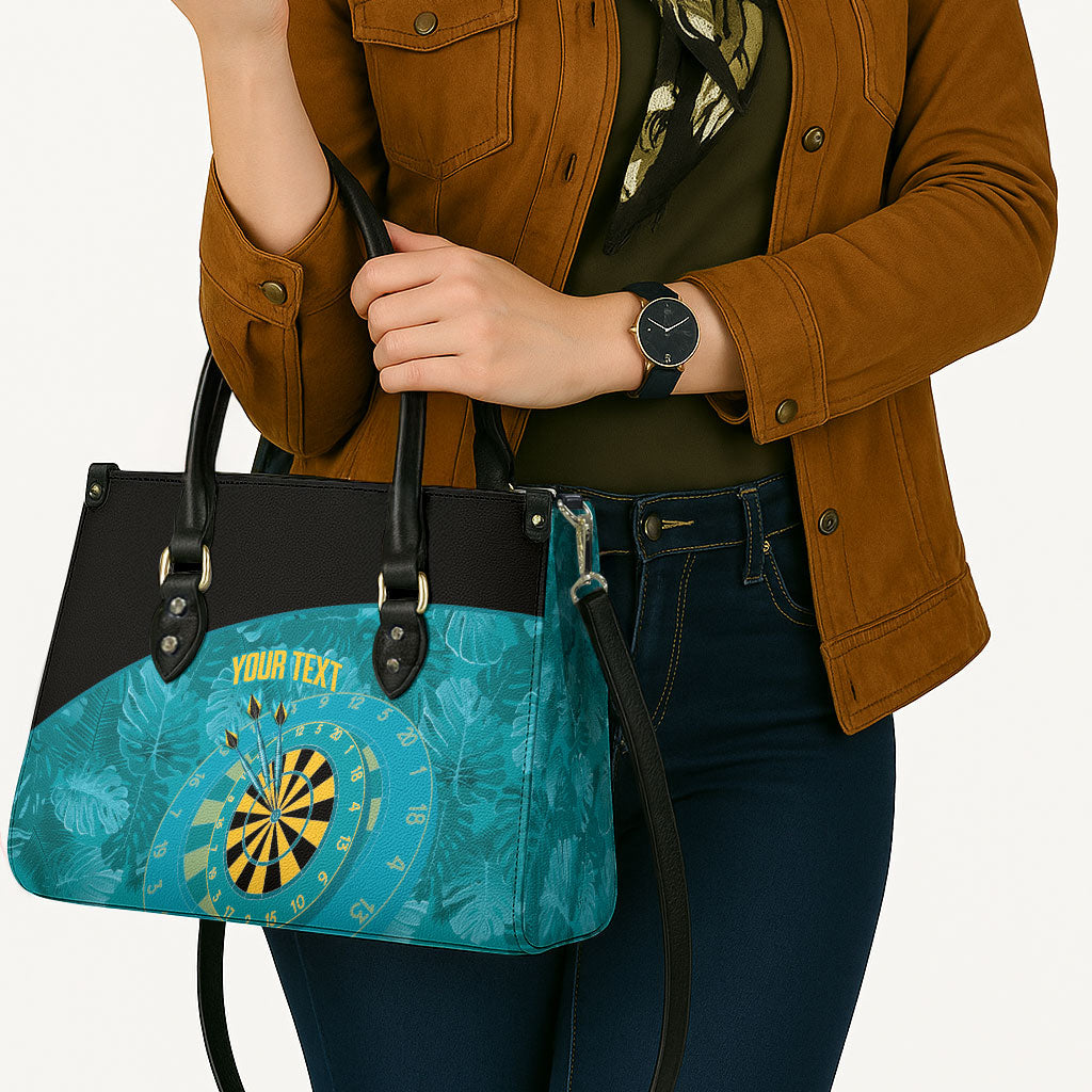 Personalized Darts Bahamas Leather Bag Dartboard Flag Color Tropical Leaves