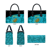 Personalized Darts Bahamas Leather Bag Dartboard Flag Color Tropical Leaves