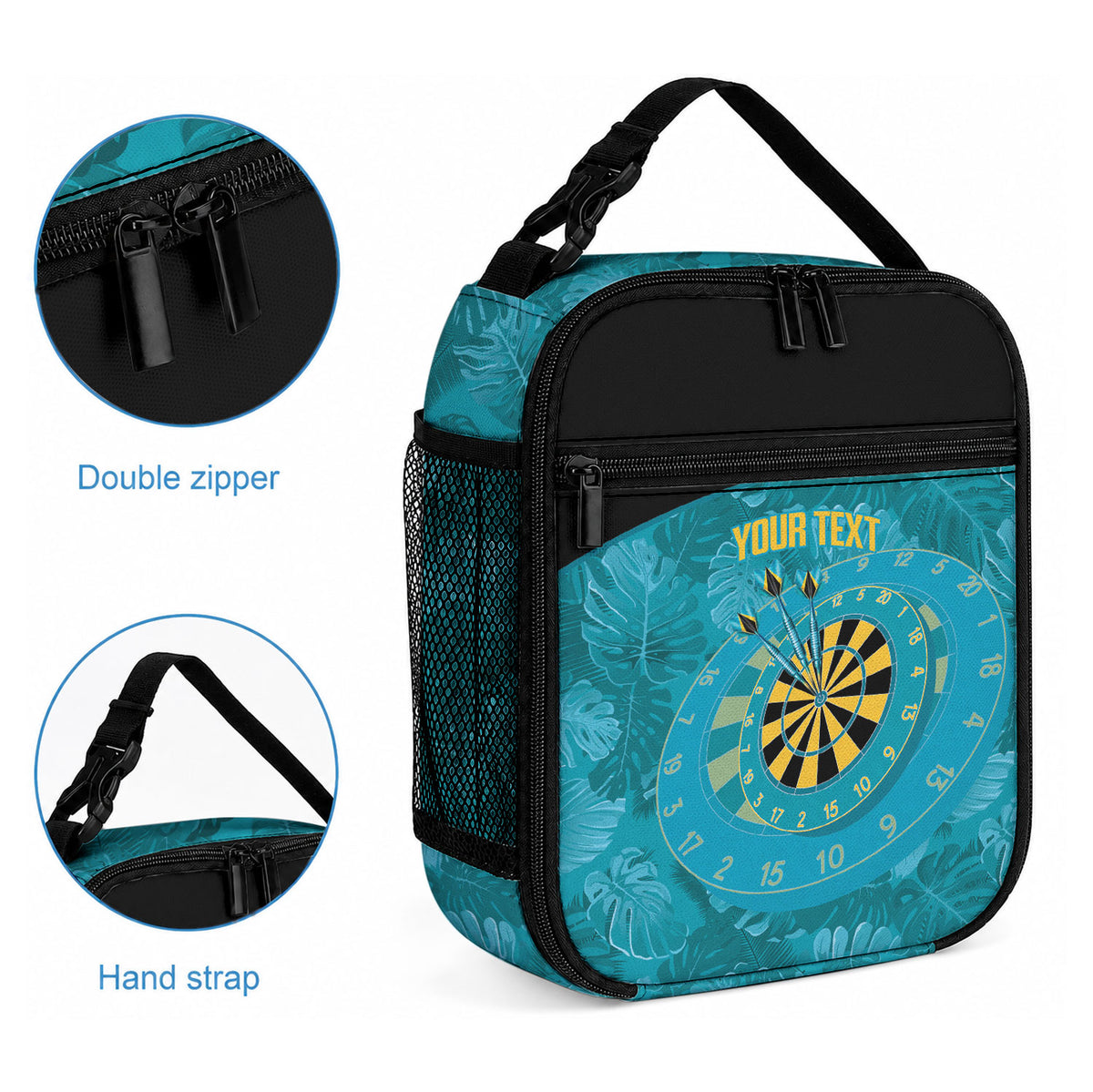 Personalized Darts Bahamas Lunch Bag Dartboard Flag Color Tropical Leaves