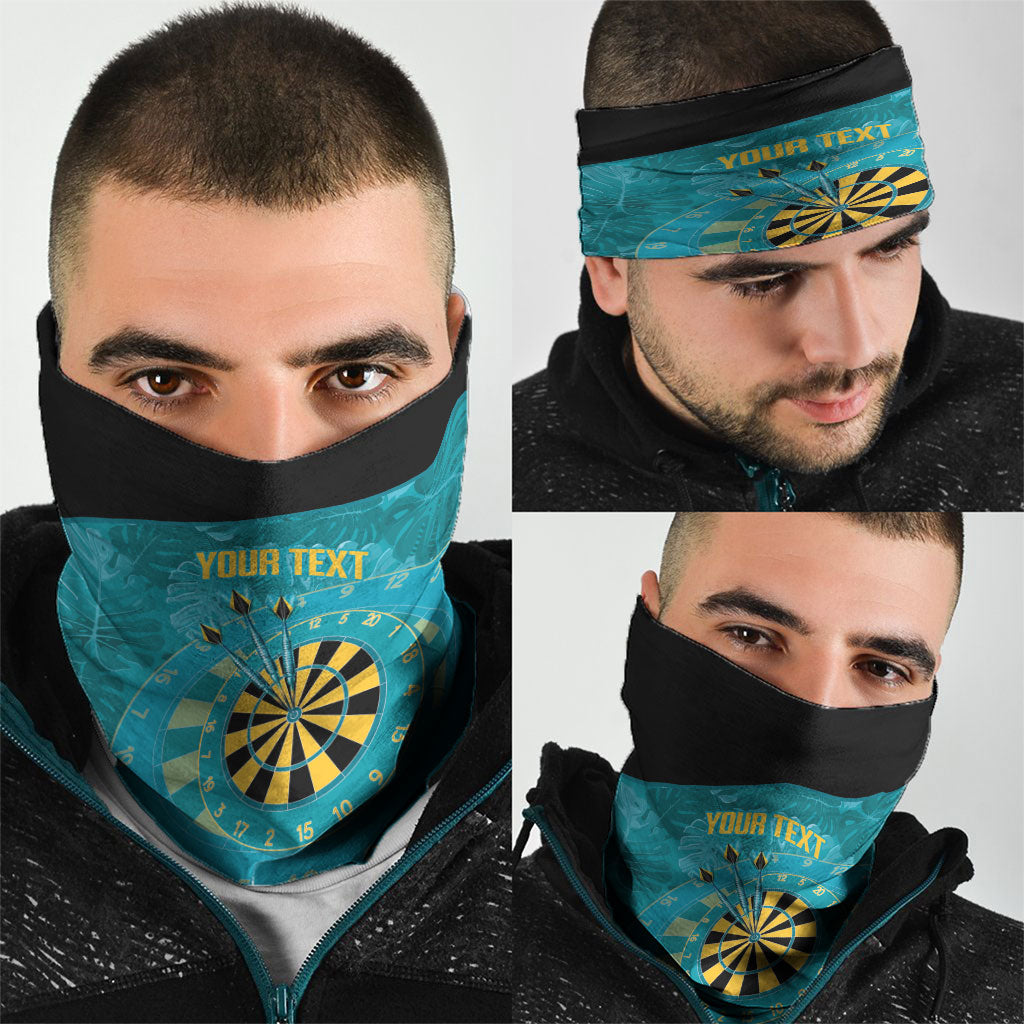 Personalized Darts Bahamas Neck Gaiter Dartboard Flag Color Tropical Leaves