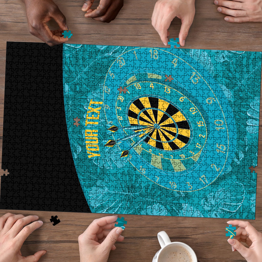 Personalized Darts Bahamas Puzzle Dartboard Flag Color Tropical Leaves