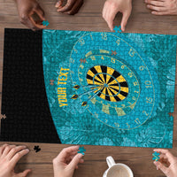 Personalized Darts Bahamas Puzzle Dartboard Flag Color Tropical Leaves
