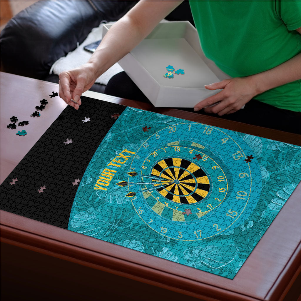 Personalized Darts Bahamas Puzzle Dartboard Flag Color Tropical Leaves