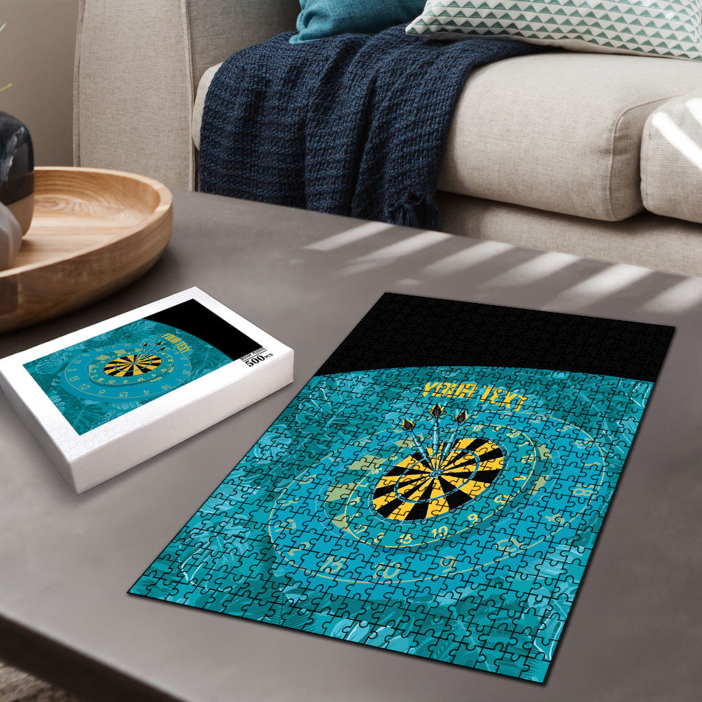 Personalized Darts Bahamas Puzzle Dartboard Flag Color Tropical Leaves
