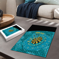 Personalized Darts Bahamas Puzzle Dartboard Flag Color Tropical Leaves