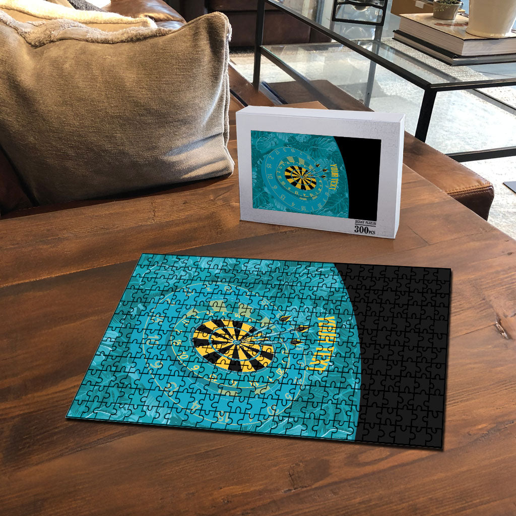 Personalized Darts Bahamas Puzzle Dartboard Flag Color Tropical Leaves