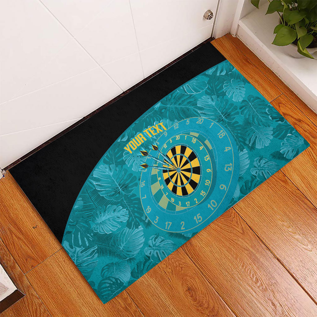 Personalized Darts Bahamas Rubber Doormat Dartboard Flag Color Tropical Leaves