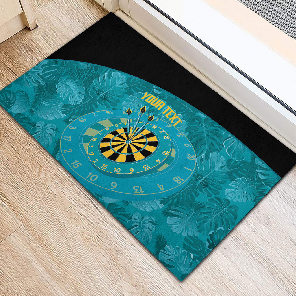 Personalized Darts Bahamas Rubber Doormat Dartboard Flag Color Tropical Leaves
