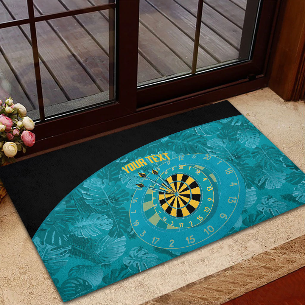 Personalized Darts Bahamas Rubber Doormat Dartboard Flag Color Tropical Leaves