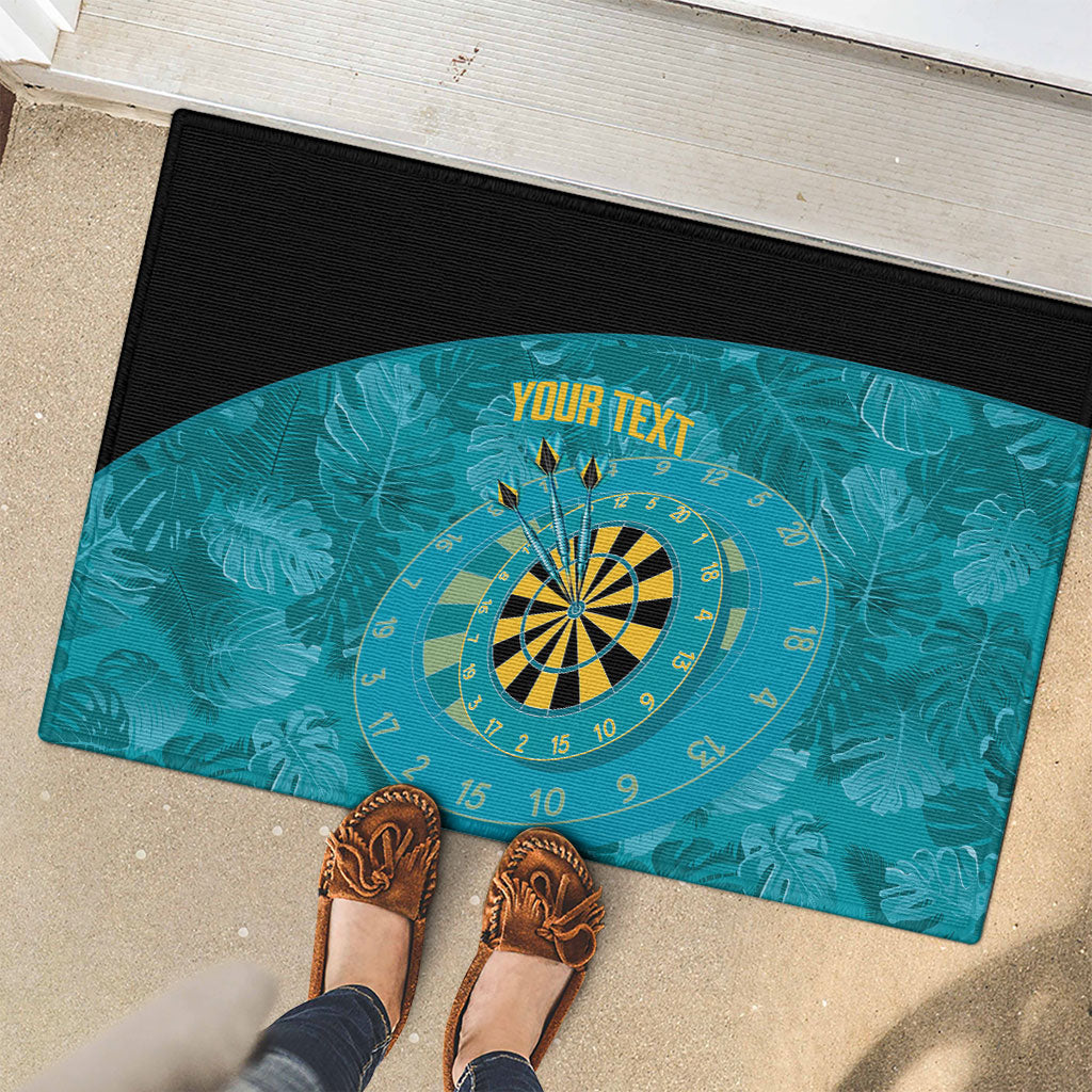 Personalized Darts Bahamas Rubber Doormat Dartboard Flag Color Tropical Leaves