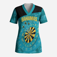 Personalized Darts Bahamas Scrub Top Dartboard Flag Color Tropical Leaves