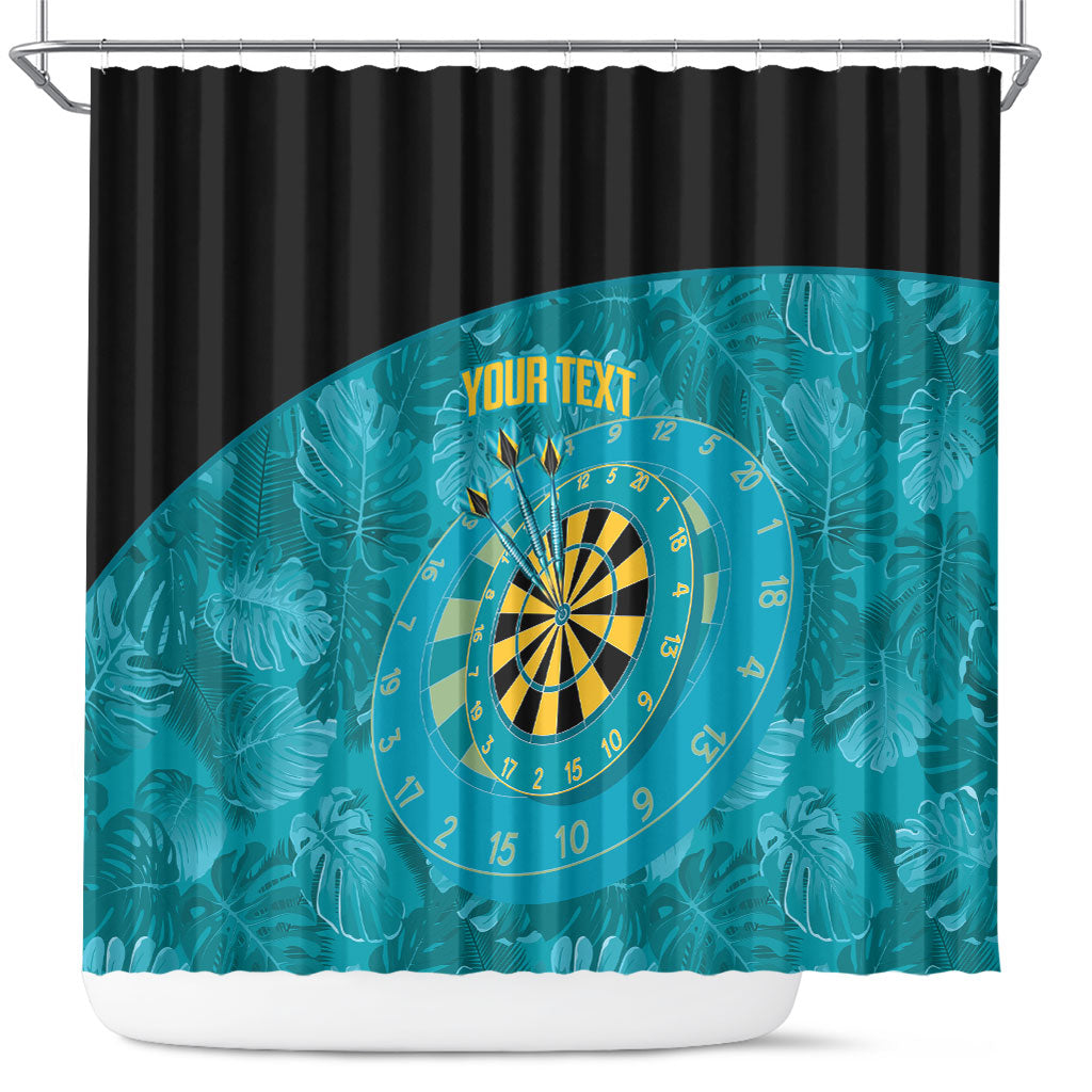 Personalized Darts Bahamas Shower Curtain Dartboard Flag Color Tropical Leaves