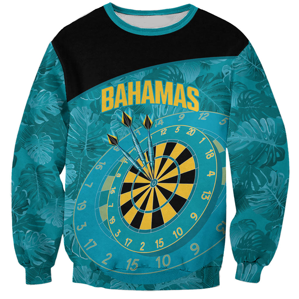 Personalized Darts Bahamas Sweatshirt Dartboard Flag Color Tropical Leaves