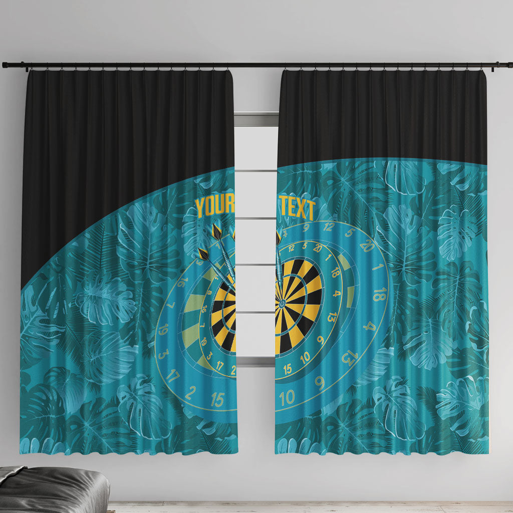Personalized Darts Bahamas Window Curtain Dartboard Flag Color Tropical Leaves