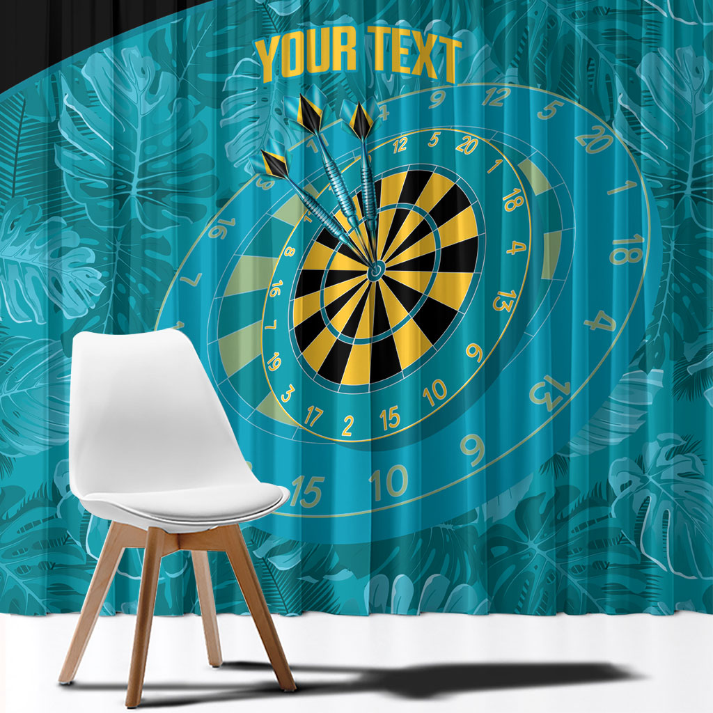 Personalized Darts Bahamas Window Curtain Dartboard Flag Color Tropical Leaves