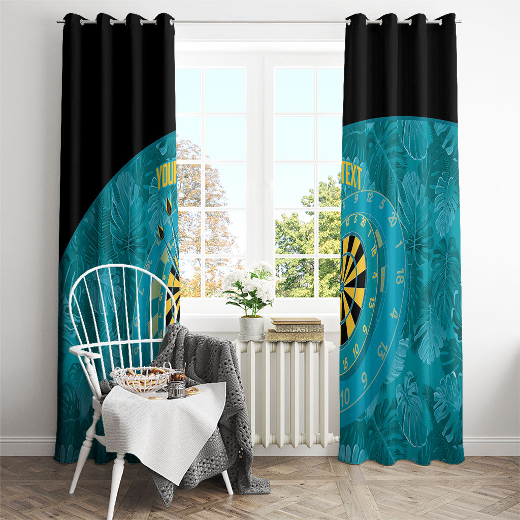 Personalized Darts Bahamas Window Curtain Dartboard Flag Color Tropical Leaves