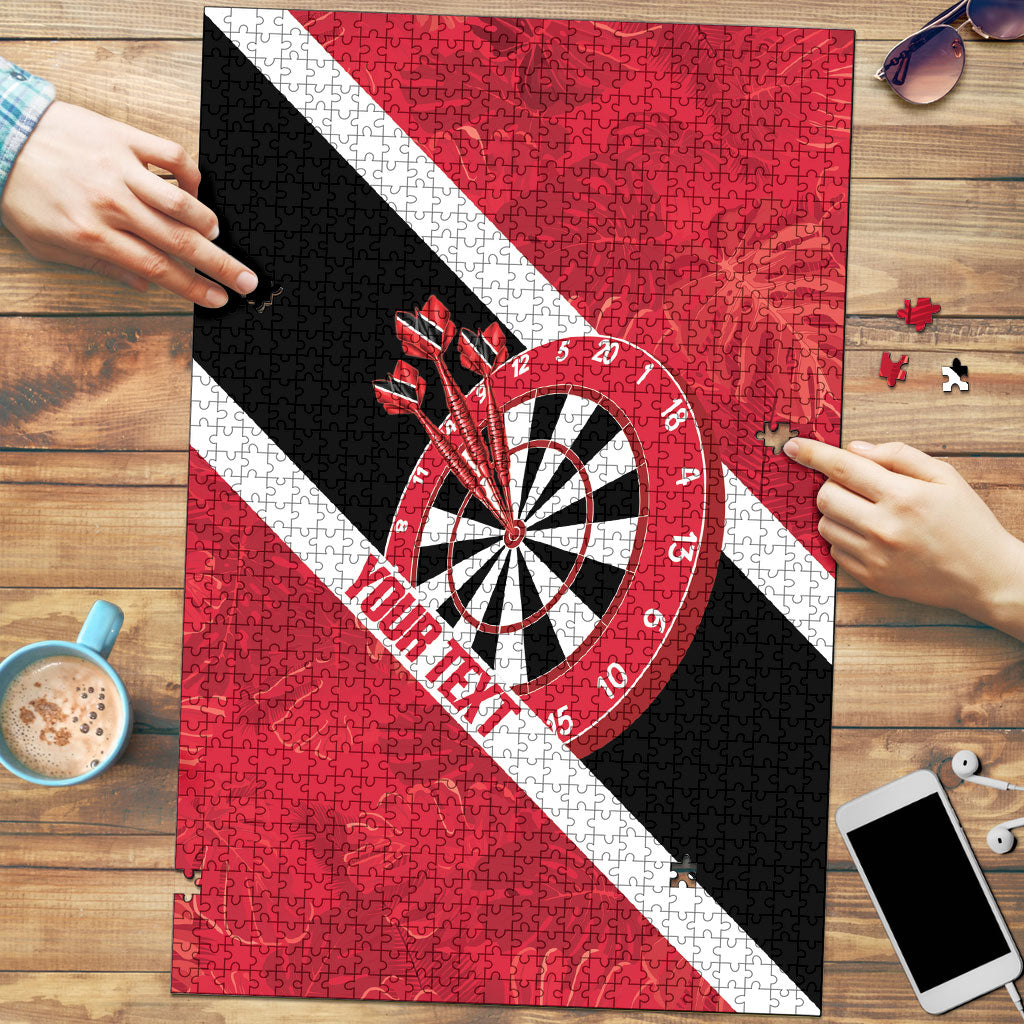 Personalized Darts Trinidad and Tobago Puzzle Dartboard Flag Color Tropical Leaves