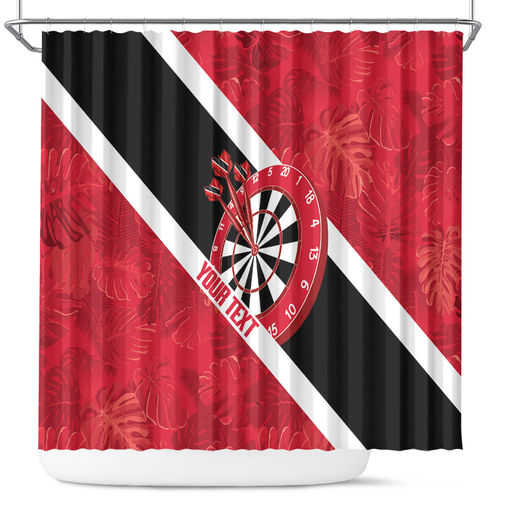 Personalized Darts Trinidad and Tobago Shower Curtain Dartboard Flag Color Tropical Leaves