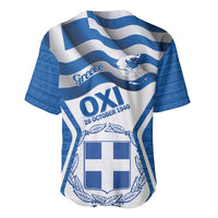 Greece Ohi Day Baseball Jersey Hellas Coat Of Arms Greek Pattern - Wonder Print Shop