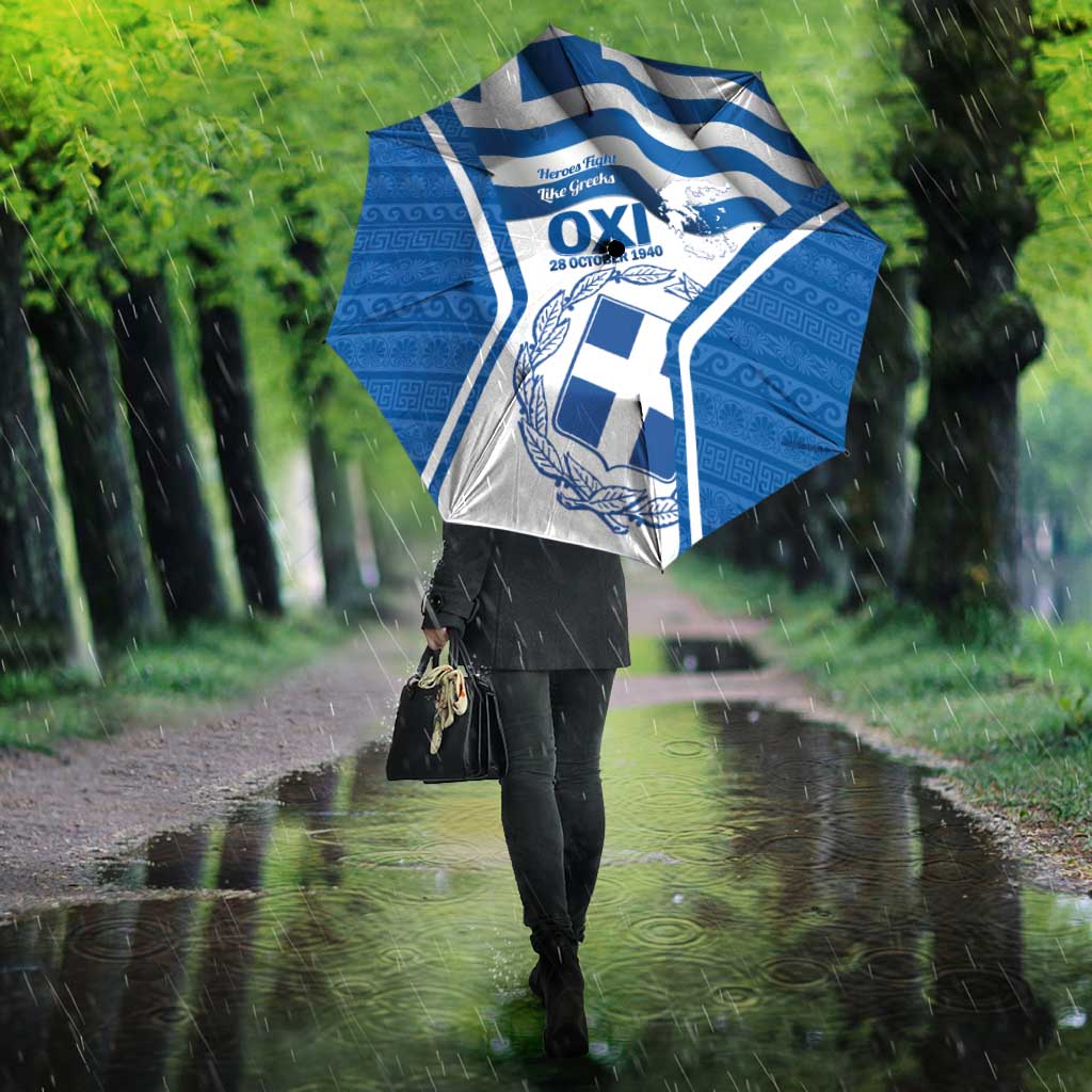 Greece Ohi Day Umbrella Hellas Coat Of Arms Greek Pattern - Wonder Print Shop