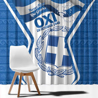 Greece Ohi Day Window Curtain Hellas Coat Of Arms Greek Pattern - Wonder Print Shop