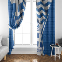 Greece Ohi Day Window Curtain Hellas Coat Of Arms Greek Pattern - Wonder Print Shop