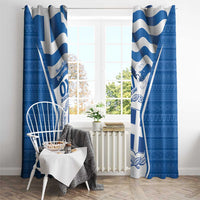 Greece Ohi Day Window Curtain Hellas Coat Of Arms Greek Pattern - Wonder Print Shop