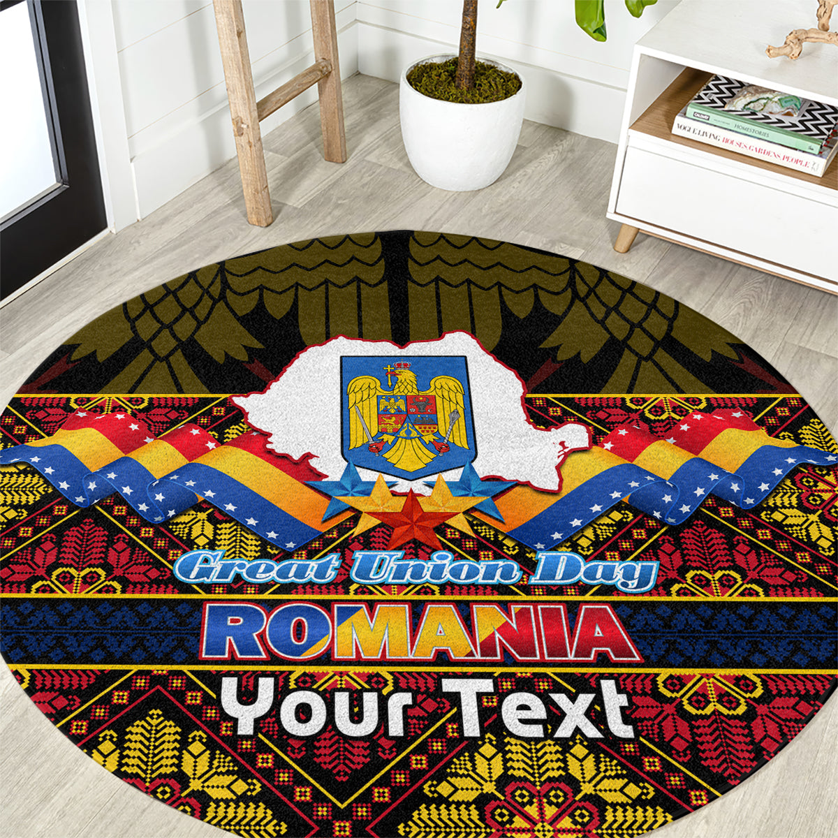 personalised-romania-great-union-day-round-carpet-ziua-marii-uniri-105th-anniversary