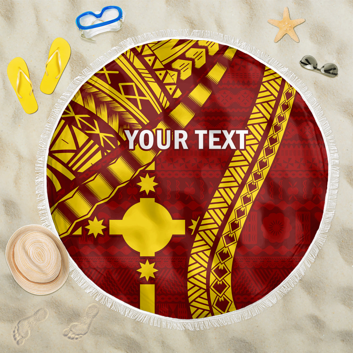 Personalised Fiji Rotuma Beach Blanket Fijian Tapa Pattern - Wonder Print Shop