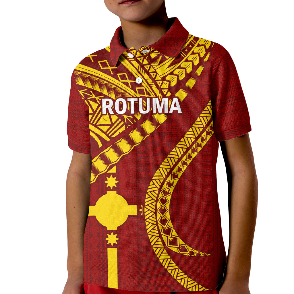 Personalised Fiji Rotuma Kid Polo Shirt Fijian Tapa Pattern - Wonder Print Shop