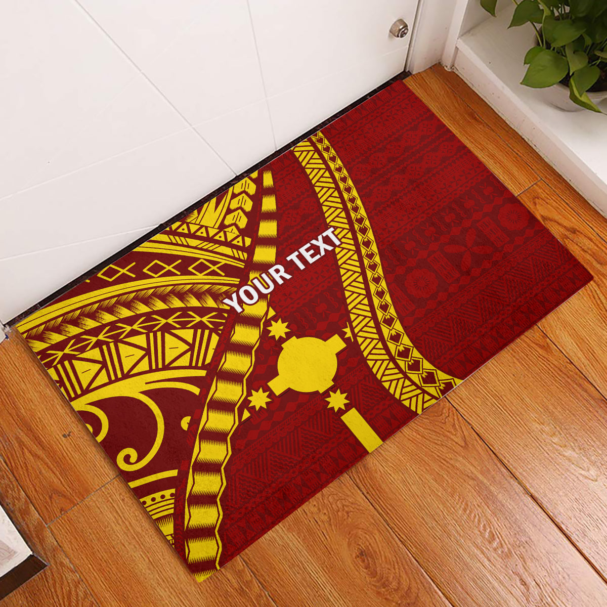 Personalised Fiji Rotuma Rubber Doormat Fijian Tapa Pattern - Wonder Print Shop