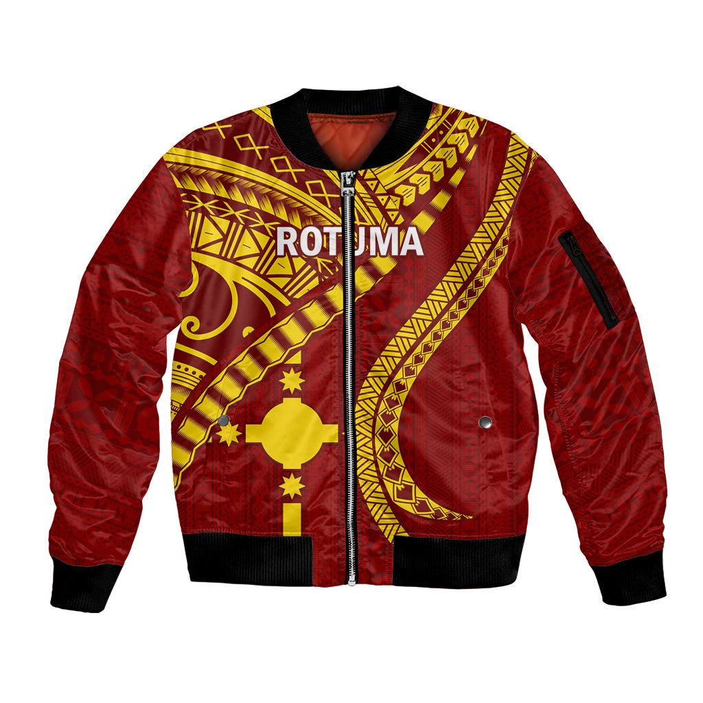 Personalised Fiji Rotuma Sleeve Zip Bomber Jacket Fijian Tapa Pattern - Wonder Print Shop