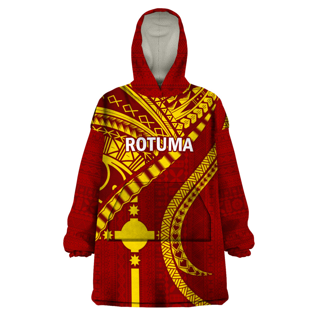 Personalised Fiji Rotuma Wearable Blanket Hoodie Fijian Tapa Pattern - Wonder Print Shop