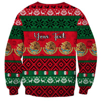 Red Christmas sweatshirt with green stripe pattern and Your Text panel