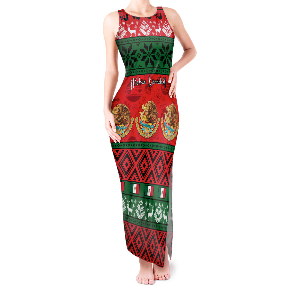 personalised-mexico-christmas-tank-maxi-dress-feliz-navidad-mexican-pattern