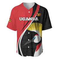 Red and black baseball-style jersey with diagonal panels, button front, and bird sunburst graphic.
