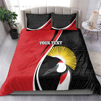 Red and black penguin-themed bedding set with tribal pattern pillow shams