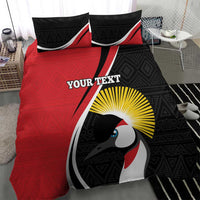 Red and black penguin-themed rugby bedding set with tribal pattern accents