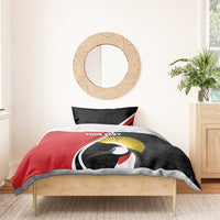 Red and black penguin rugby bedding set with matching pillowcase patterns