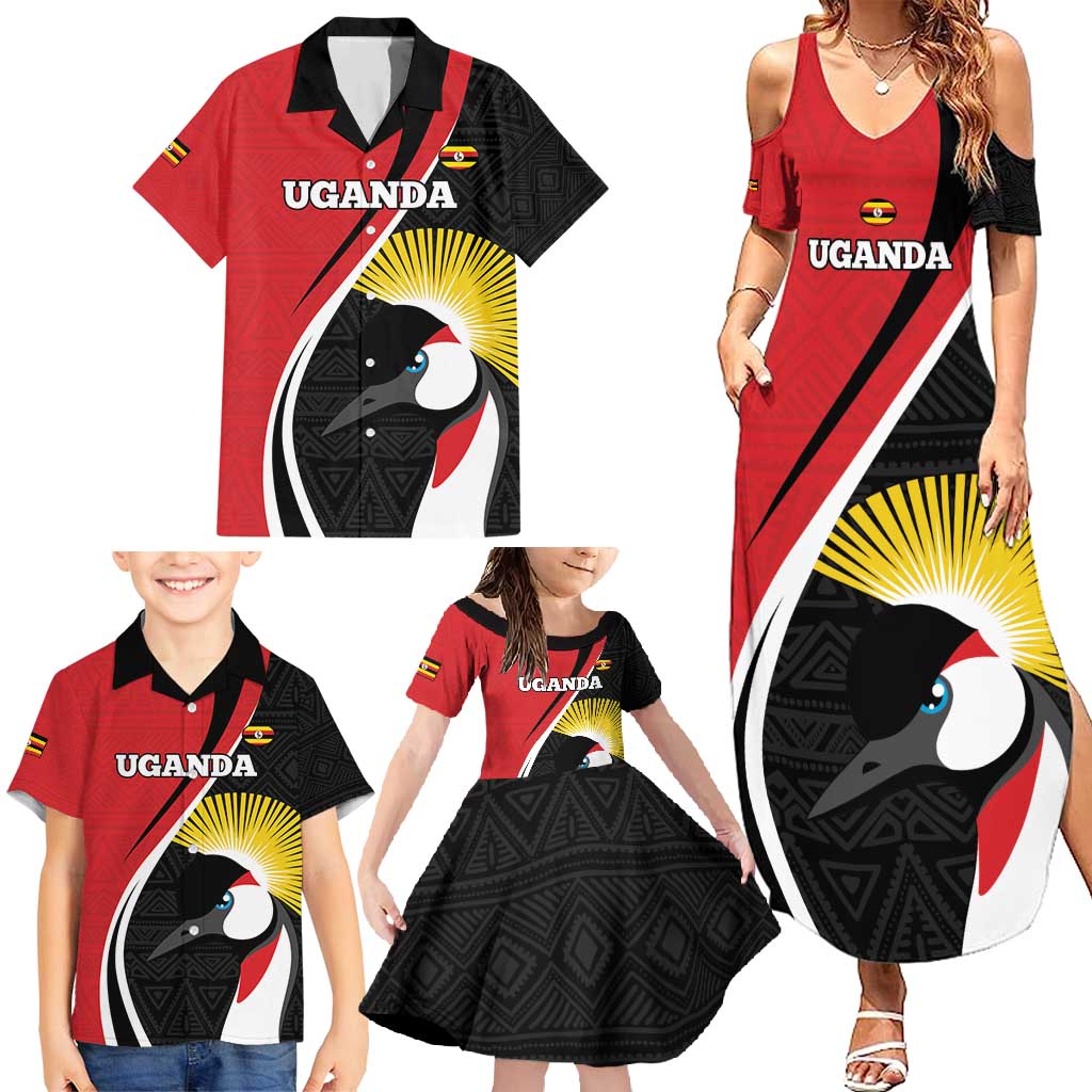 Uganda Rugby Custom Family Matching Summer Maxi Dress and Hawaiian Shirt Go Cranes - African Pattern - Wonder Print Shop