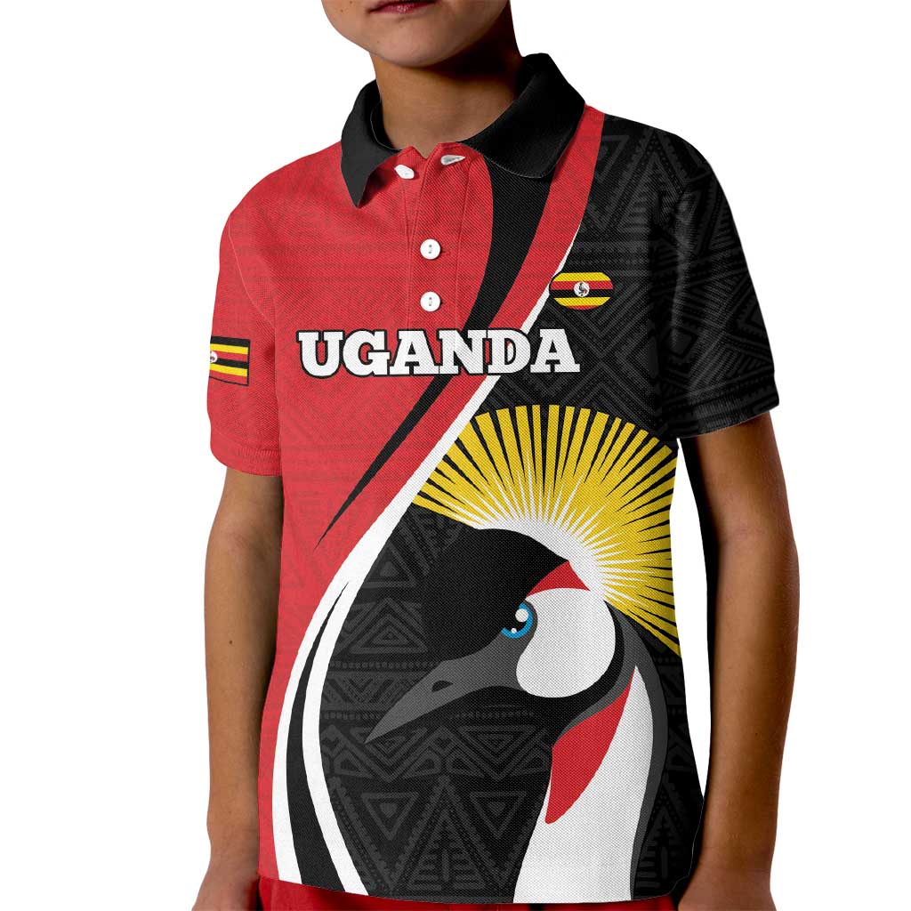 Uganda Rugby Custom Kid Polo Shirt Go Cranes - African Pattern - Wonder Print Shop