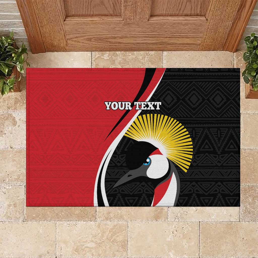 Uganda Rugby Custom Rubber Doormat Go Cranes - African Pattern - Wonder Print Shop