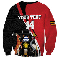Unisex crewneck sweatshirt, red and black African pattern with 'YOUR TEXT' 14 graphic