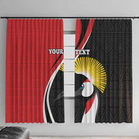 Red and black African-pattern window curtain with toucan graphic; ready to hang