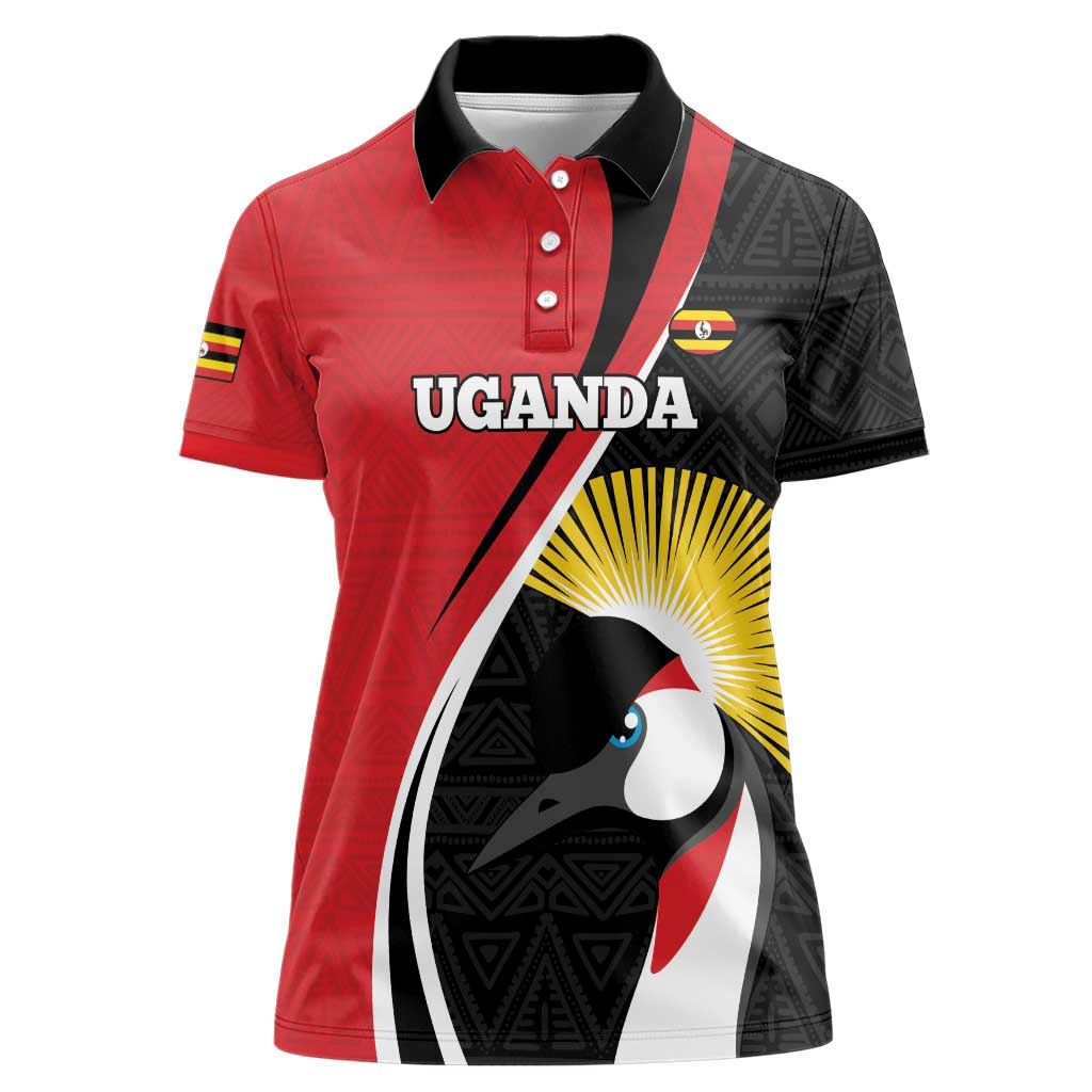 Uganda Rugby Custom Women Polo Shirt Go Cranes - African Pattern - Wonder Print Shop