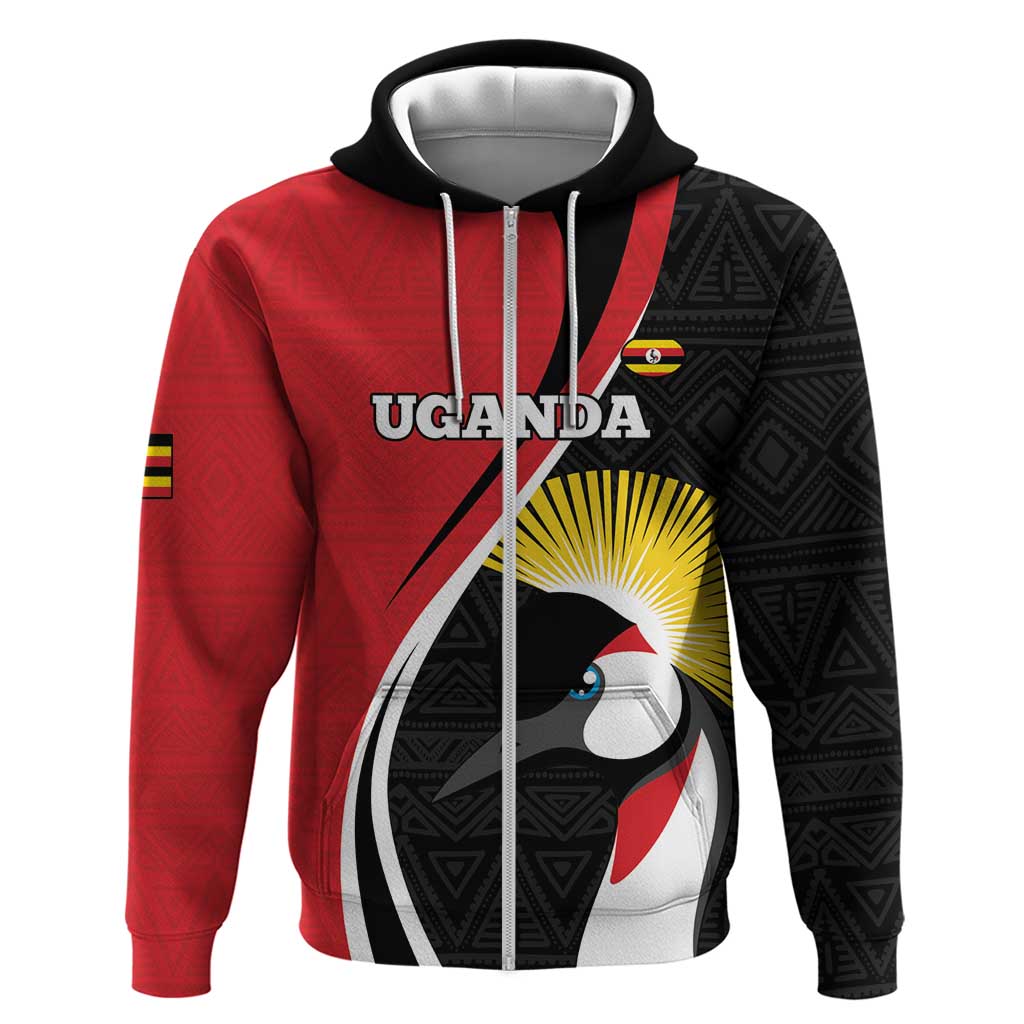 Uganda Rugby Custom Zip Hoodie Go Cranes - African Pattern - Wonder Print Shop