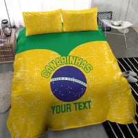 Yellow bedding set with green panel and Brazil emblem; includes 2 matching pillowcases